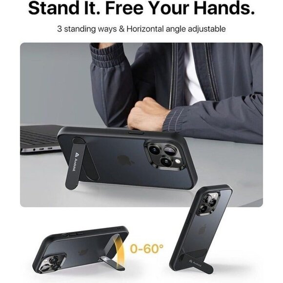 iPhone 14 Pro 6.1 Case w/ Built-in Invisible Kickstand Military Grade Protection - Picture 2 of 6